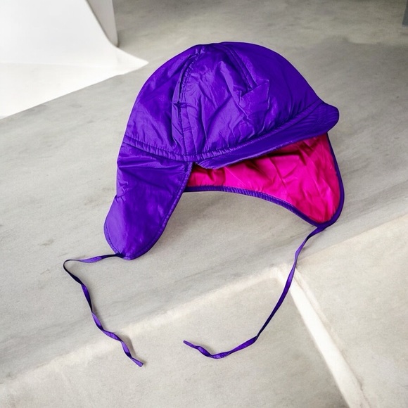Vintage SKYR Performance Ski Hat Purple Pink Winter Nylon Baseball Puffy Cap - Picture 2 of 16